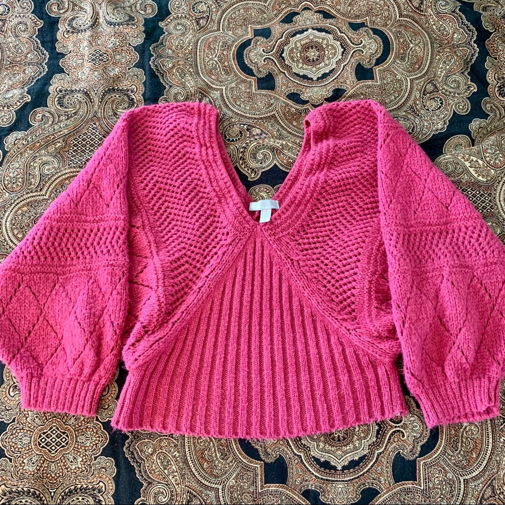 🍇 ASOS Knit V-Neck Sweater in Raspberry - Picture 8 of 8